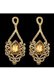 Lady's Multi-Stone Zircon Chandelier Drop Earrings for Wedding Party (Gold/Silver)