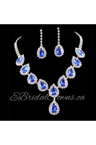 Wedding Bridal Bridesmaid Crystal Necklace Earrings Jewelry Set