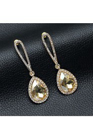 Lady's Silver AZircon Stone Crystal Drop Earrings for Wedding Party Jewelry