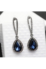 Lady's Silver AZircon Stone Crystal Drop Earrings for Wedding Party Jewelry