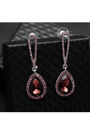 Lady's Silver AZircon Stone Crystal Drop Earrings for Wedding Party Jewelry