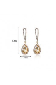 Lady's Silver AZircon Stone Crystal Drop Earrings for Wedding Party Jewelry