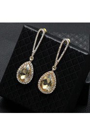 Lady's Silver AZircon Stone Crystal Drop Earrings for Wedding Party Jewelry