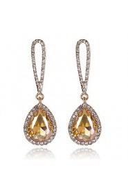 Lady's Silver AZircon Stone Crystal Drop Earrings for Wedding Party Jewelry