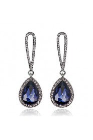 Lady's Silver AZircon Stone Crystal Drop Earrings for Wedding Party Jewelry