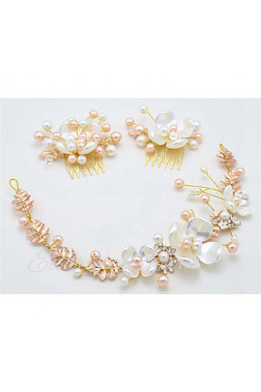 Women's / Flower Girl's Alloy / Imitation Pearl Headpiece-Wedding / Special Occasion Headbands / Hair Combs 3 Pieces