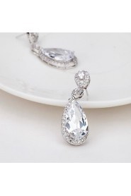 New Trendy White Gold Plated Cubic Zircon Long Drop Earrings For Women