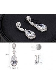 New Trendy White Gold Plated Cubic Zircon Long Drop Earrings For Women