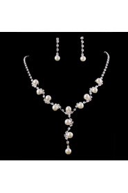 Wedding Bridal Bridesmaid Crystal Necklace Earrings Jewelry Set