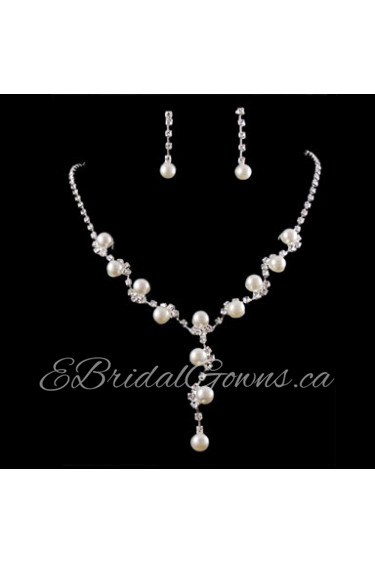 Wedding Bridal Bridesmaid Crystal Necklace Earrings Jewelry Set