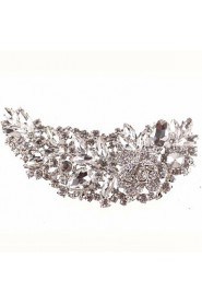 Luxury Silver Crystal Rhinestone Flower Hair Comb for Wedding Party Hair Jewelry