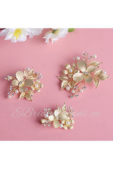 Women's / Flower Girl's Pearl / Rhinestone / Alloy Headpiece-Wedding / Special Occasion Hair Clip 3 Pieces