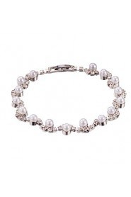 Pearl Rhinestone Crystal Tennis Bracelet Jewelry (One Size for All)