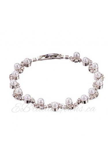 Pearl Rhinestone Crystal Tennis Bracelet Jewelry (One Size for All)