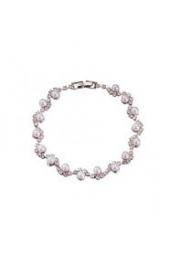 Pearl Rhinestone Crystal Tennis Bracelet Jewelry (One Size for All)