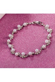 Pearl Rhinestone Crystal Tennis Bracelet Jewelry (One Size for All)