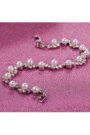 Pearl Rhinestone Crystal Tennis Bracelet Jewelry (One Size for All)