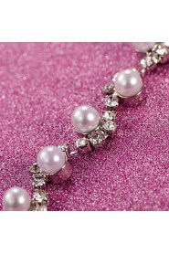 Pearl Rhinestone Crystal Tennis Bracelet Jewelry (One Size for All)