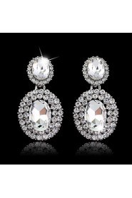 Lady's Silver AZircon Stone Drop Earrings for Wedding Party Jewelry