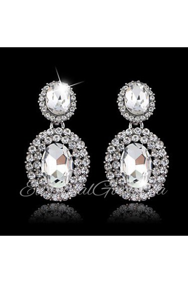 Lady's Silver AZircon Stone Drop Earrings for Wedding Party Jewelry