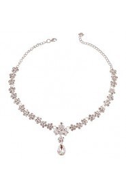 Women's ACubic Zirconia Silver Necklace & Earrings Jewelry Set