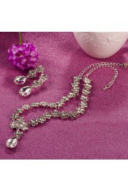 Women's ACubic Zirconia Silver Necklace & Earrings Jewelry Set