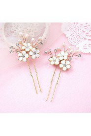 Women's / Flower Girl's Rhinestone / Imitation Pearl / Resin Headpiece-Wedding / Special Occasion Hair Pin 2 Pieces