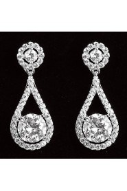 Drop Earrings Women's Platinum Earring Cubic Zirconia