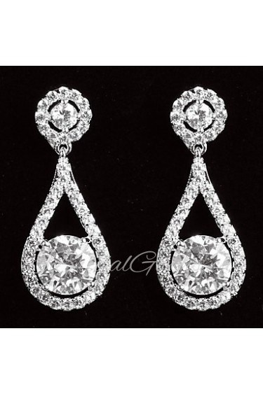 Drop Earrings Women's Platinum Earring Cubic Zirconia