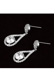 Drop Earrings Women's Platinum Earring Cubic Zirconia