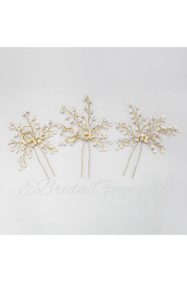 Women's / Flower Girl's Crystal / Alloy Headpiece-Wedding / Special Occasion Hair Pin 2 Pieces Clear Round