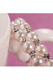 Pearl Crystal No Clasp Elastic Bangle Bracelet Jewelry (One Size for All)