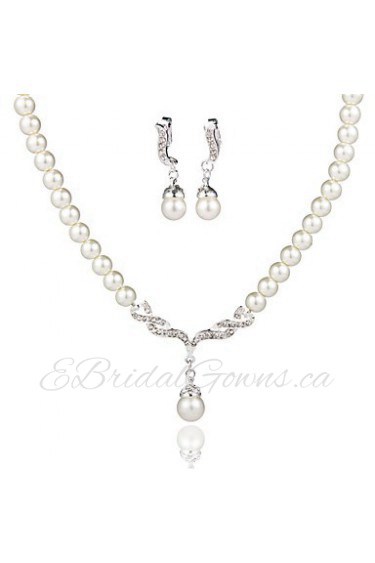 Graceful Ladies'/Women's Alloy Wedding/Party Jewelry Set With Pearl/Rhinestone