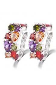 Zircon Luxurious Dinner Multicolored Crystal Jeweled Earrings