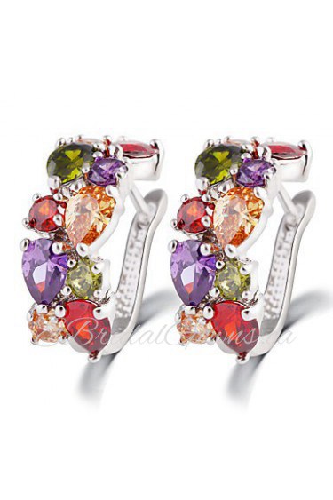 Zircon Luxurious Dinner Multicolored Crystal Jeweled Earrings