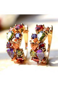 Zircon Luxurious Dinner Multicolored Crystal Jeweled Earrings