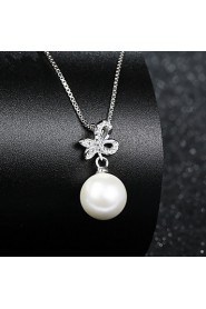 Real 925 Silver Butterfly Fresh Water Pearl Pendant Necklaces Female Models Fashion Woman Wonderful Jewelry