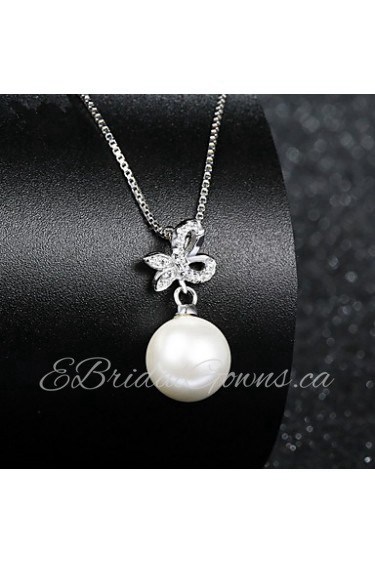 Real 925 Silver Butterfly Fresh Water Pearl Pendant Necklaces Female Models Fashion Woman Wonderful Jewelry