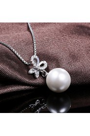 Real 925 Silver Butterfly Fresh Water Pearl Pendant Necklaces Female Models Fashion Woman Wonderful Jewelry