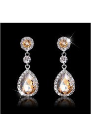 Lady's Multi-Stone Zircon Huggie Drop Earrings for Wedding Party Jewelry