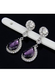 Lady's Multi-Stone Zircon Huggie Drop Earrings for Wedding Party Jewelry