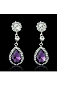 Lady's Multi-Stone Zircon Huggie Drop Earrings for Wedding Party Jewelry