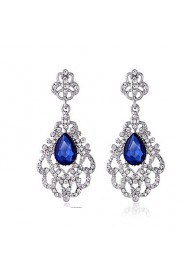 Luxury Drops Shape Cubic Zrconia Crystal Drop Earrings Jewelry for Lady(5.9*2.9cm)