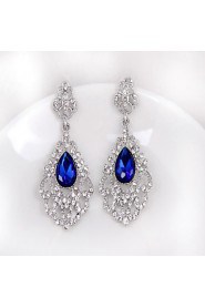 Luxury Drops Shape Cubic Zrconia Crystal Drop Earrings Jewelry for Lady(5.9*2.9cm)