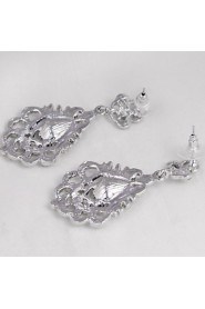 Luxury Drops Shape Cubic Zrconia Crystal Drop Earrings Jewelry for Lady(5.9*2.9cm)