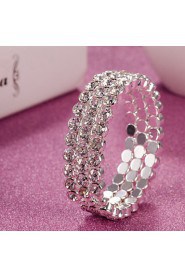 Three Layer Rhinestone Crystal No Clasp Elastic cuff Bangles Bracelet Jewelry (One Size for All)