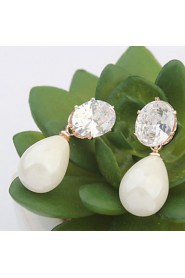 Water Drop Pearl Earrings Zircon Bridal Fashion Accessories