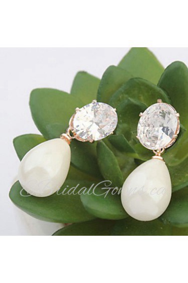 Water Drop Pearl Earrings Zircon Bridal Fashion Accessories