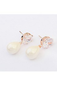 Water Drop Pearl Earrings Zircon Bridal Fashion Accessories