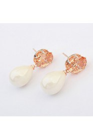 Water Drop Pearl Earrings Zircon Bridal Fashion Accessories